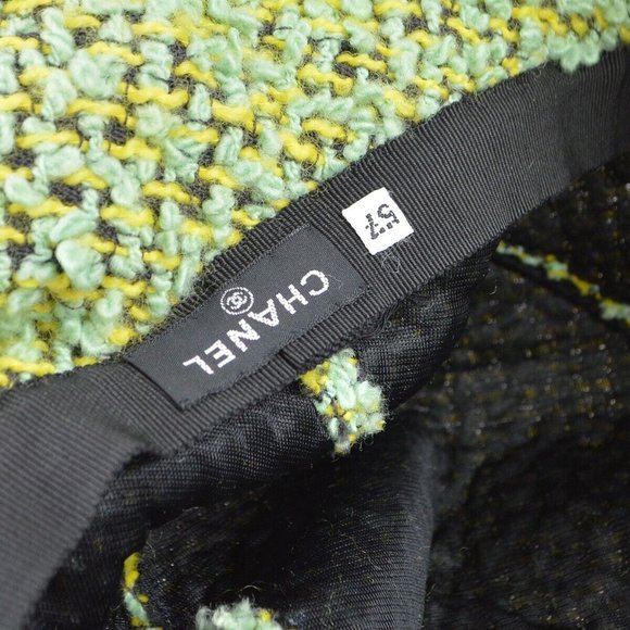 Chanel Tweed Hat Green Yellow Authentic - Picture 3 of 6